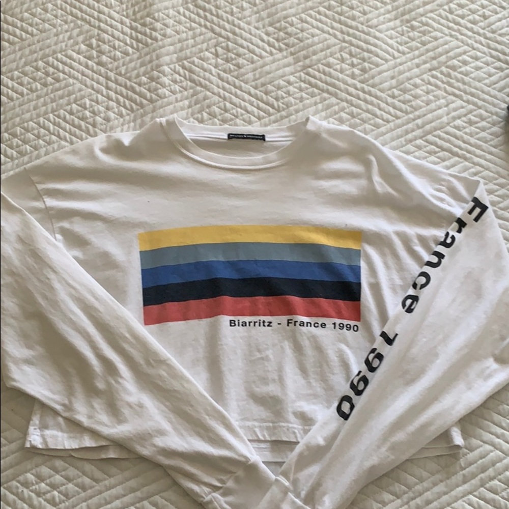 White Brandy Melville cropped long sleeve